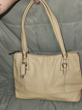 Classic Cream Shoulder Tote with Double Handles